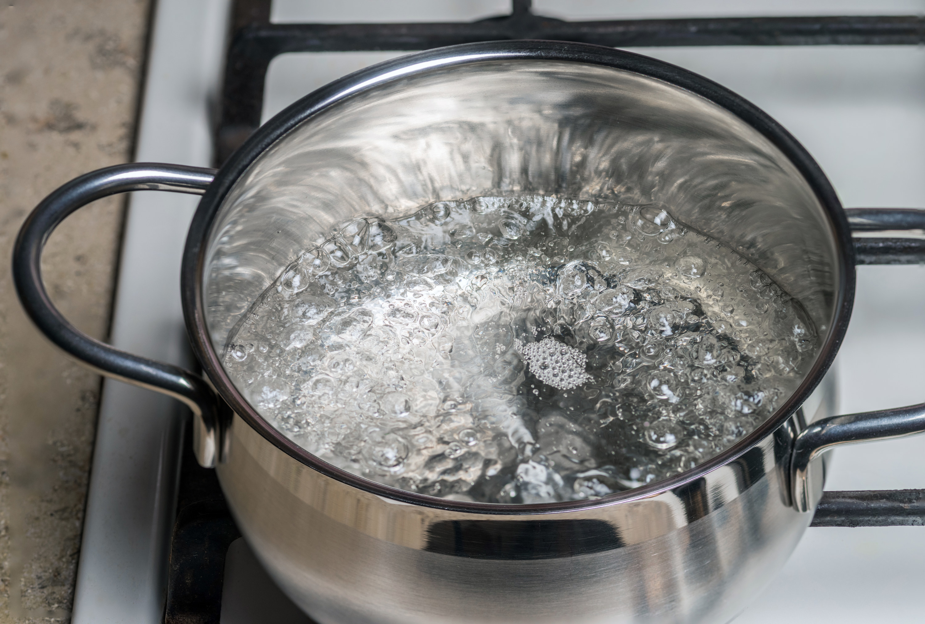 A pot of boiling water