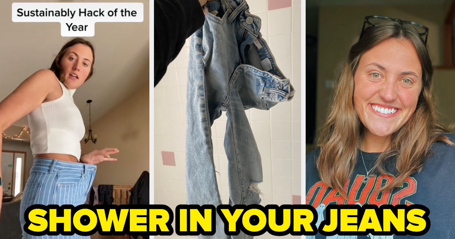 Have you tried this hack Works for jeans thats are very loose at the    how to tighten jeans with hair tie  TikTok