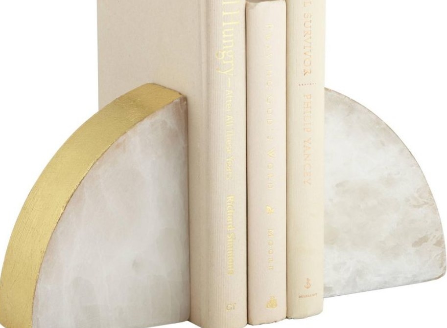gold and marble bookends
