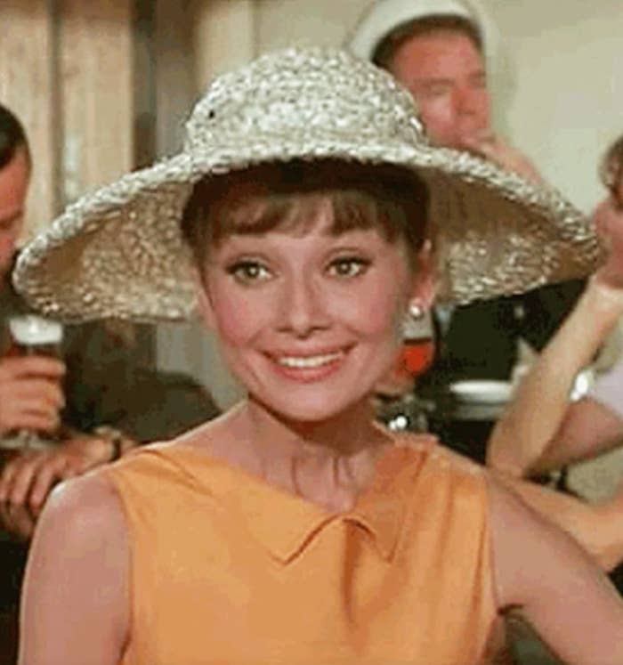 Audrey Hepburn grimacing
