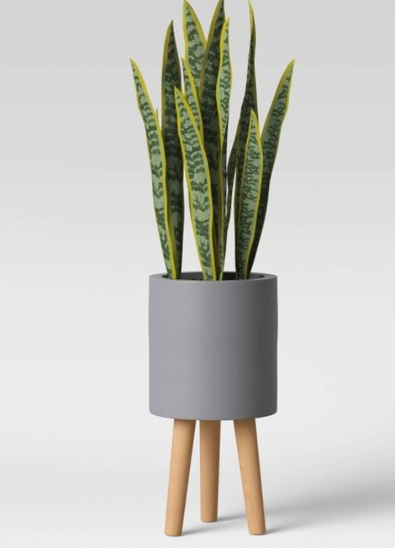 Faux Snake Floor Plant in Pot with Legs 