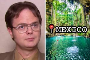 Dwight is on the left with a cenote labeled, "Mexico" on the right
