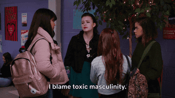 woman saying &quot;I blame toxic masculinity&quot;
