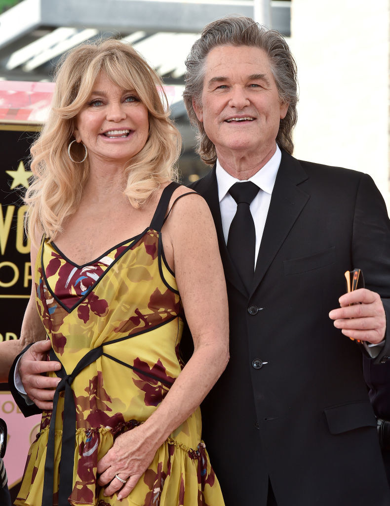 Russell with Goldie Hawn at their Hollywood Walk of Fame ceremony in 2017