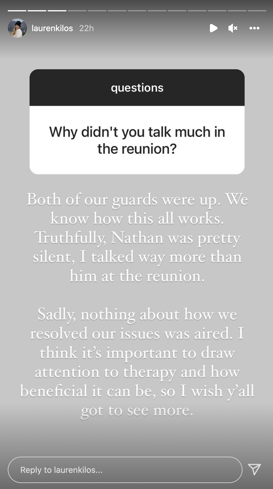 Lauren explains why neither she nor Nathan spoke much during The Ultimatum reunion