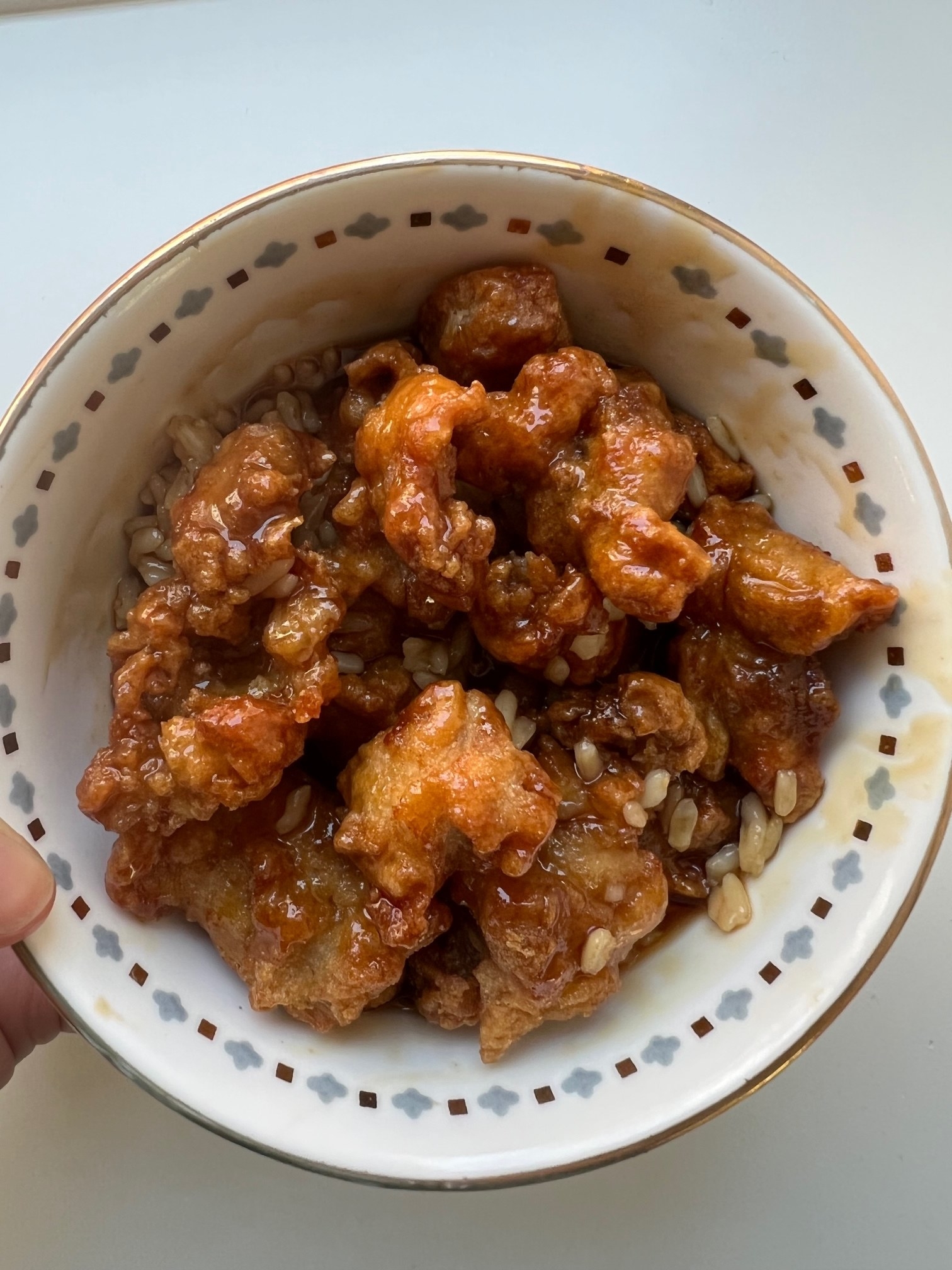 Air-fried orange chicken and rice