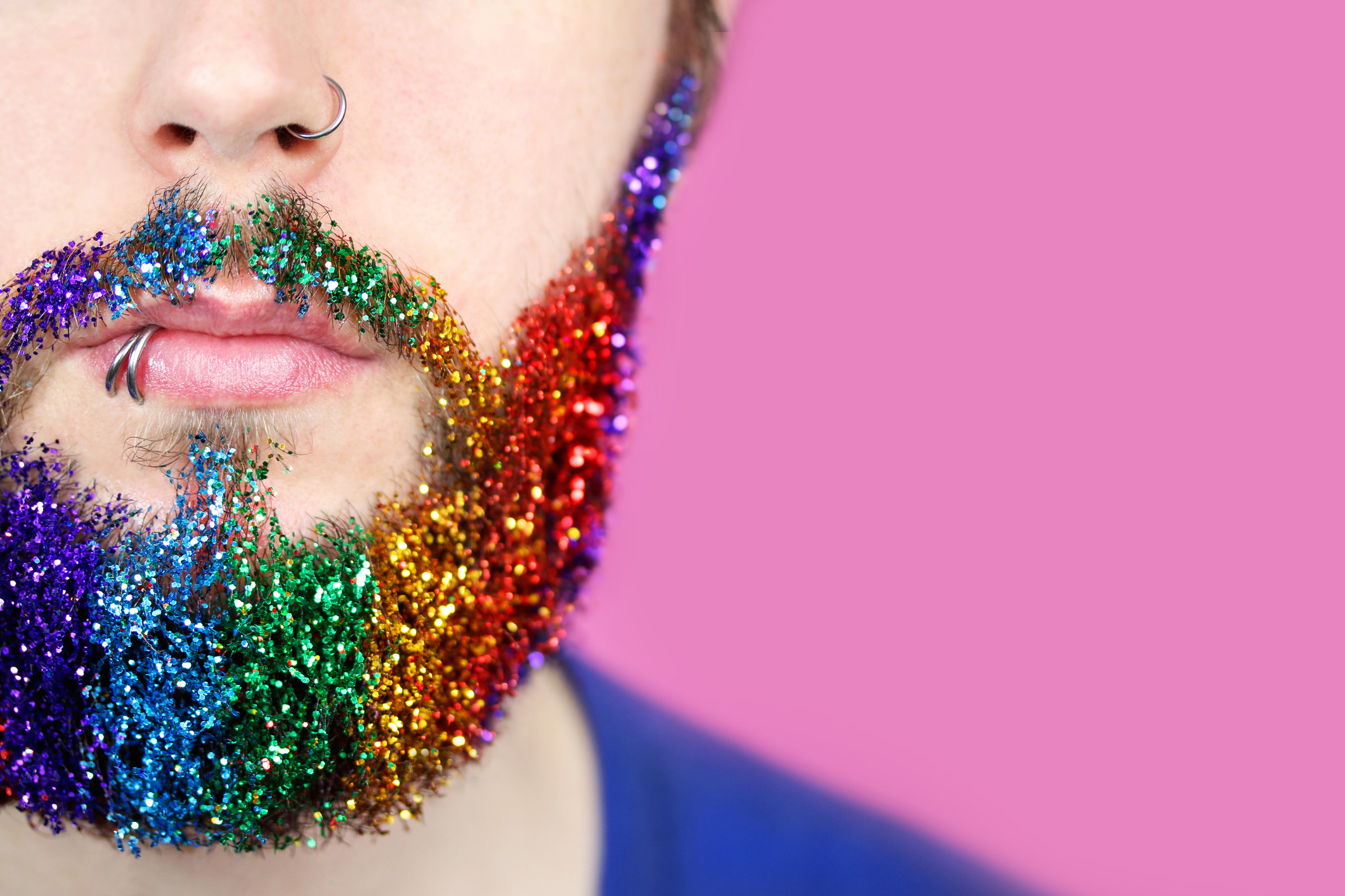 A man with glitter in his beard.