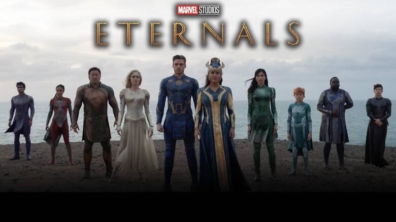 superheroes in a line in the desert