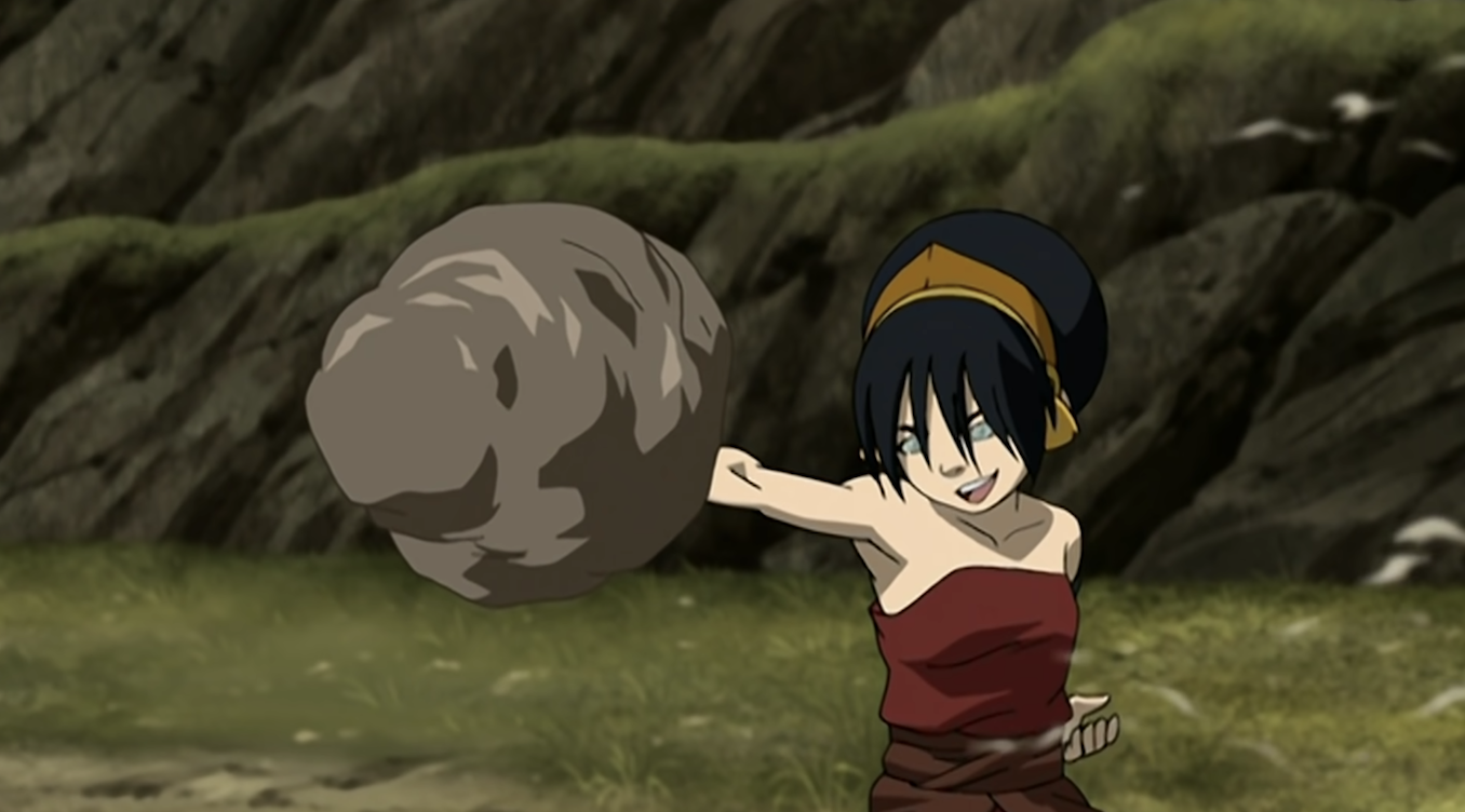 Toph punching a rock
