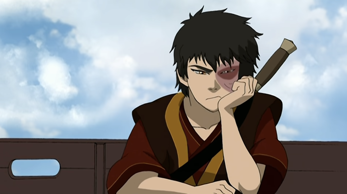 Zuko with his hand on his chin