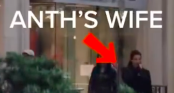 Arrow pointing to Ann in a movie scene