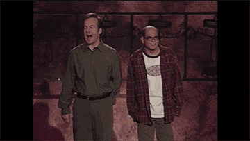 GIF of Mr Show of Bob and David waving