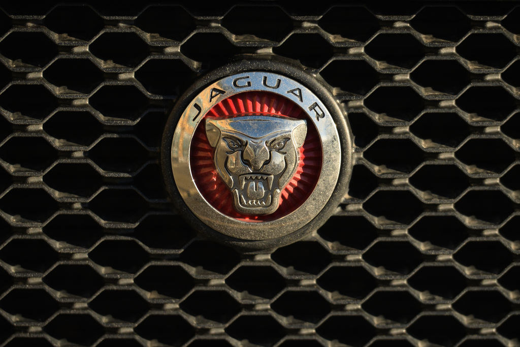 The Jaguar logo on a car grill