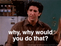 Ross from Friends saying, &quot;Why, why would you do that?&quot;