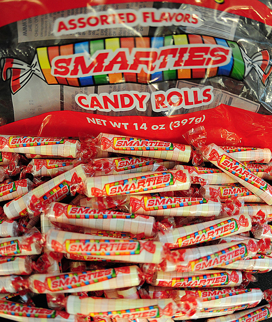 A pile of Smarties candies.