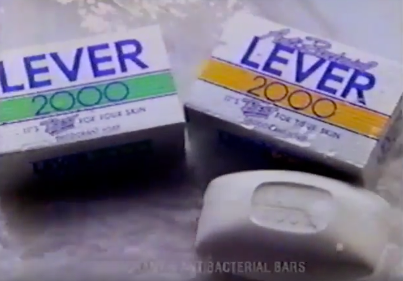 Boxes of Lever 2000 and a bar next to them
