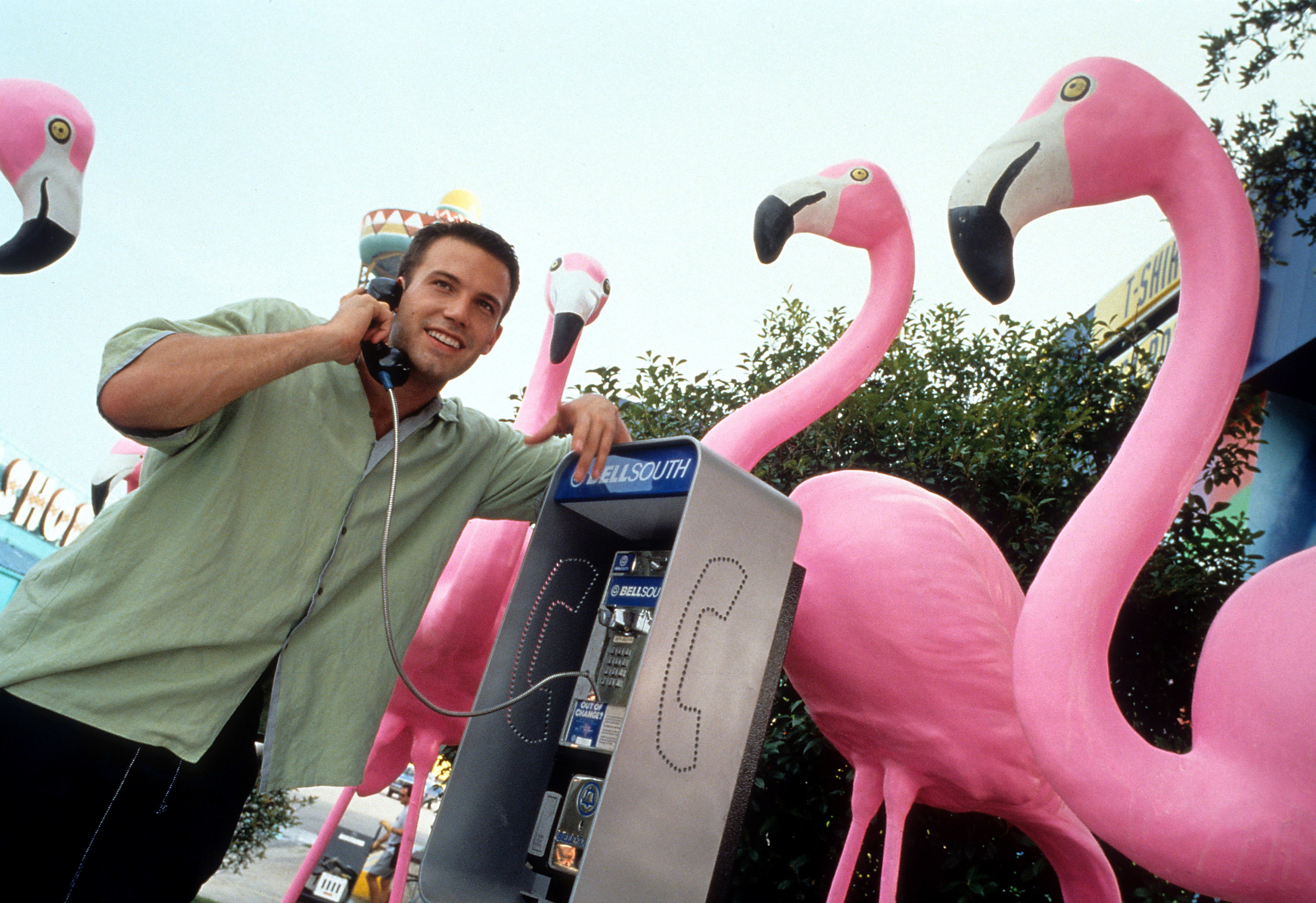 Ben Affleck talking connected  a payphone