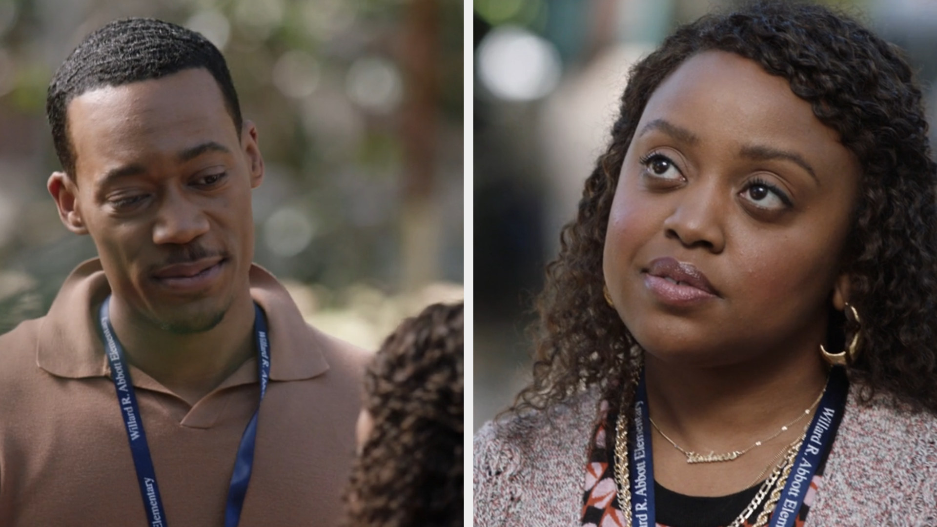 Gregory and Janine stare at each other during a school field trip