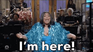 Lizzo saying, &quot;I&#x27;m here!&quot; on &quot;Saturday Night Live&quot;