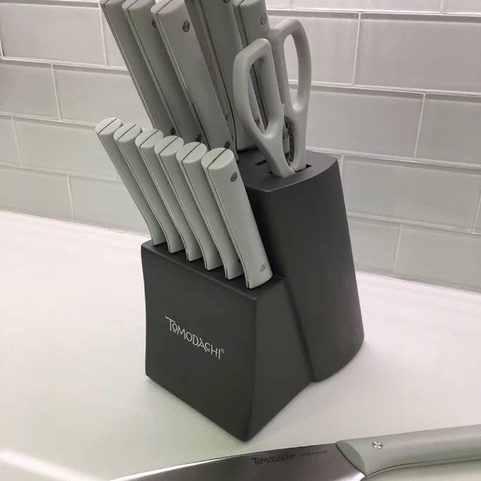 a reviewer photo of the knife block