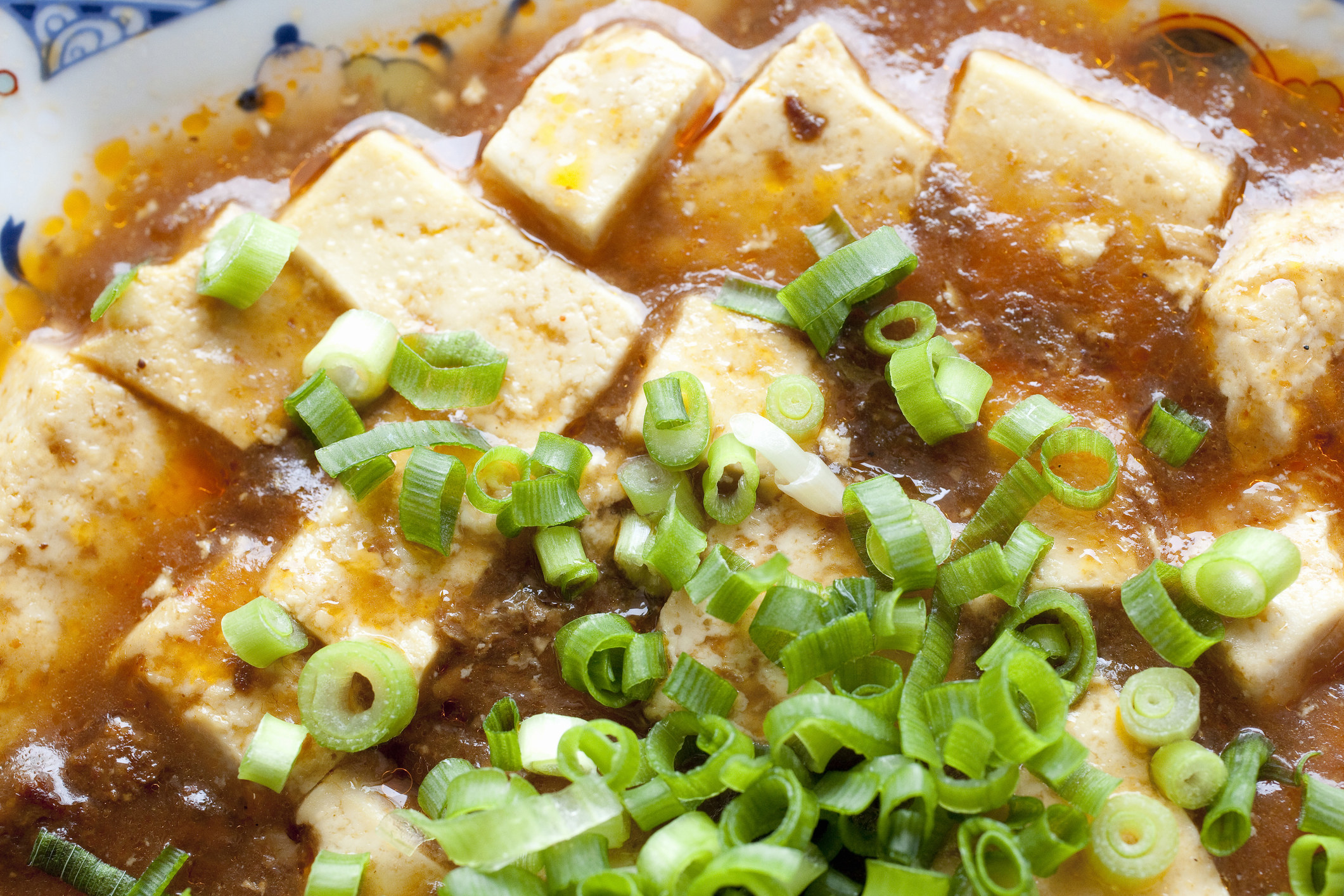 A bowl of ma po tofu.