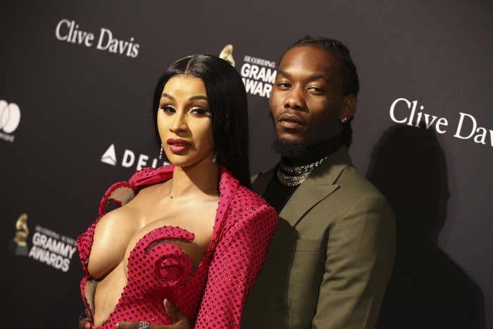 Cardi B and Offset on the Grammys red carpet