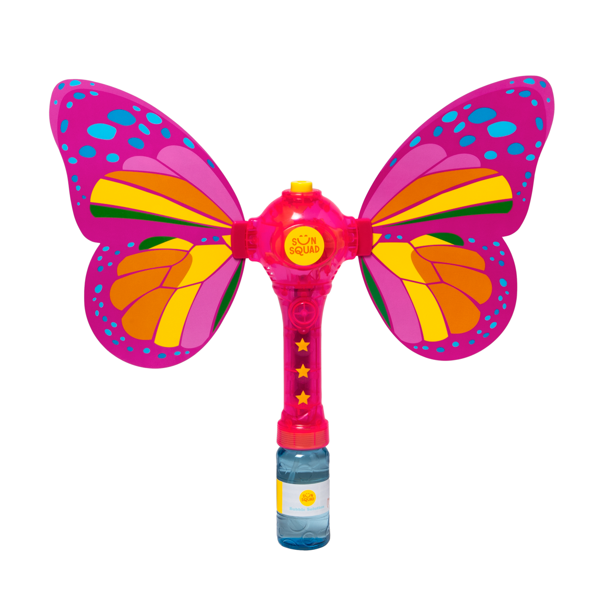 Bubble wand with butterfly wings