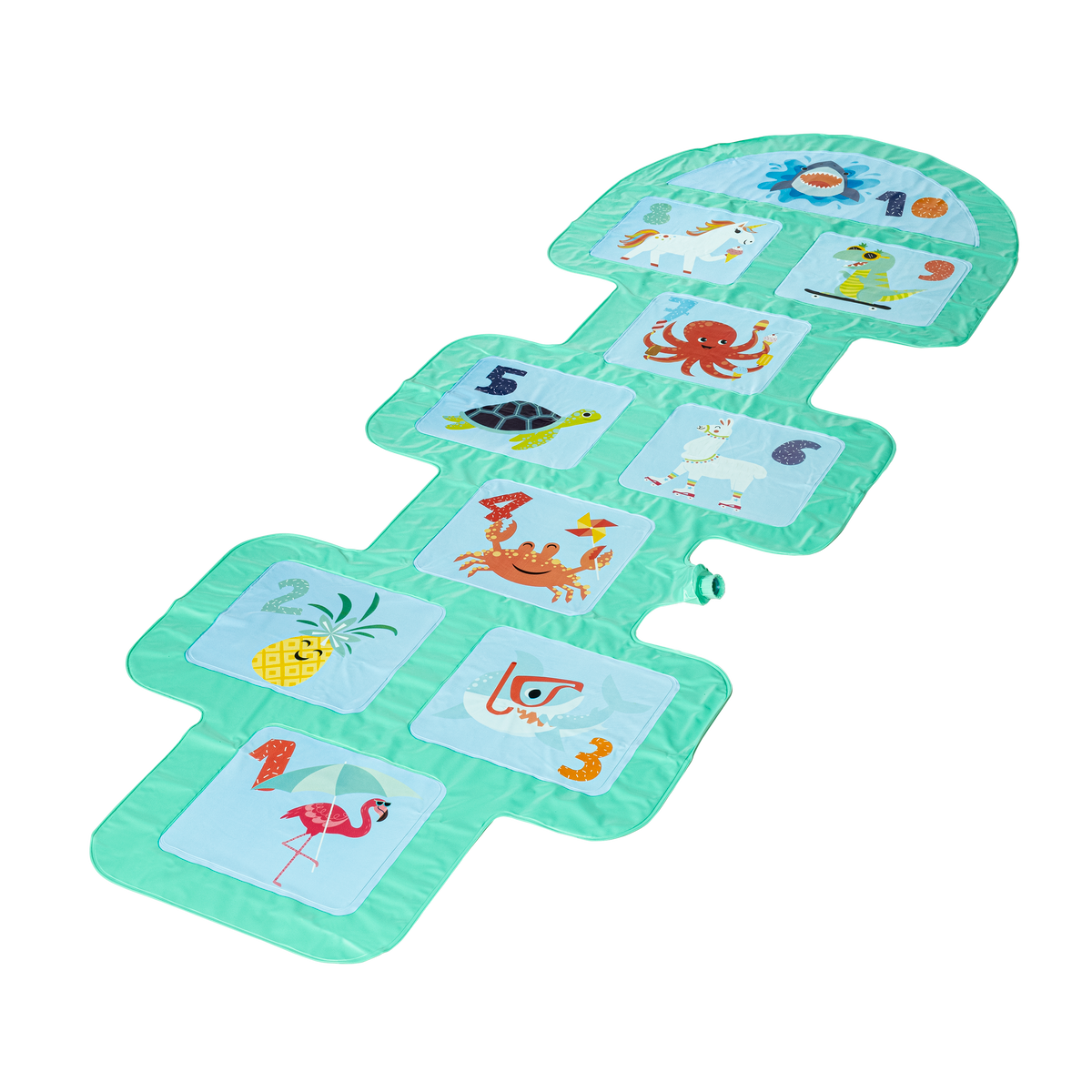 Hopscotch sprinkler with fun creature prints