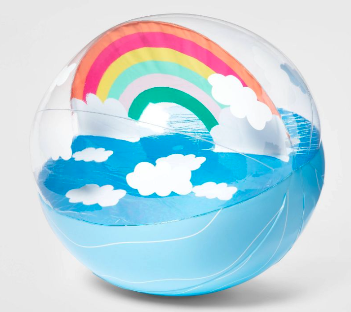 Big ball with sky and rainbow motifs inside
