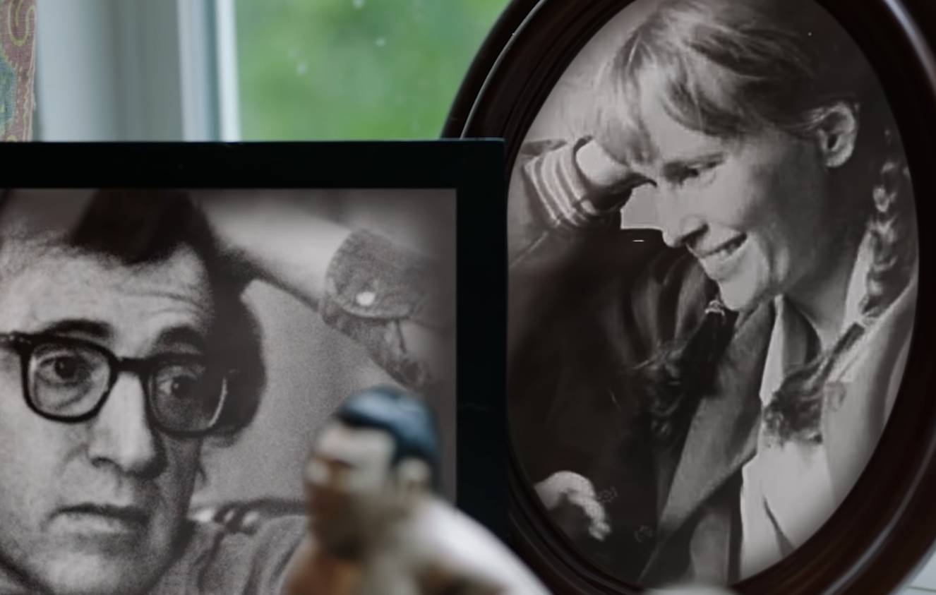 Framed pictures of Allen and Mia Farrow in Farrow&#x27;s home