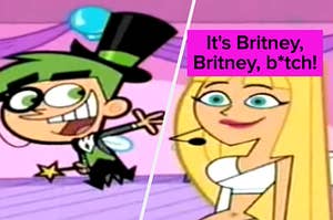Cosmo gestures to pop singer Britney, Britney