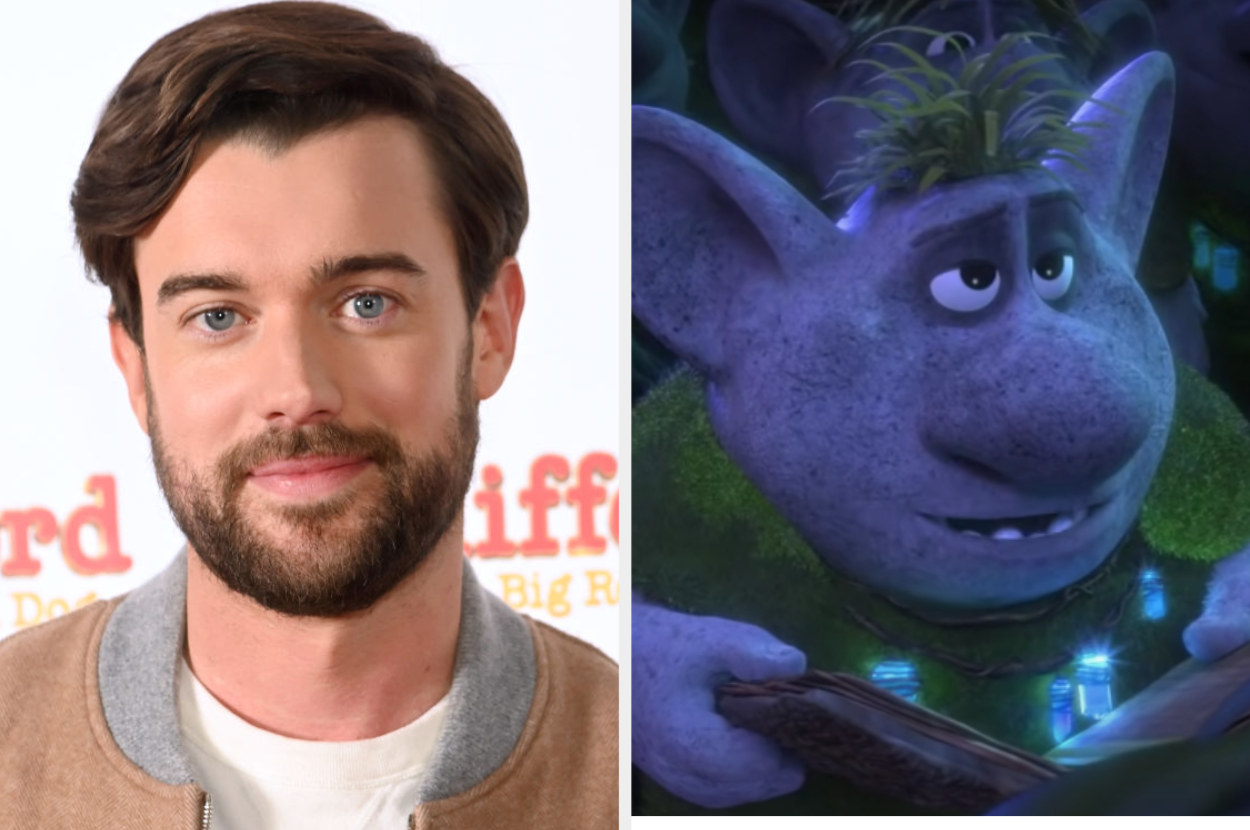 Jack Whitehall side-by-side with Gothi, the Troll Priest.