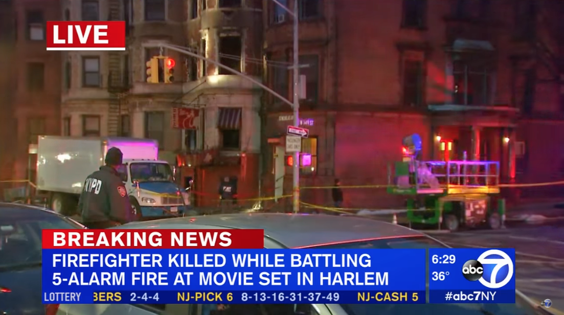 News footage of the fire that occurred on the set of &quot;Motherless Brooklyn.&quot;