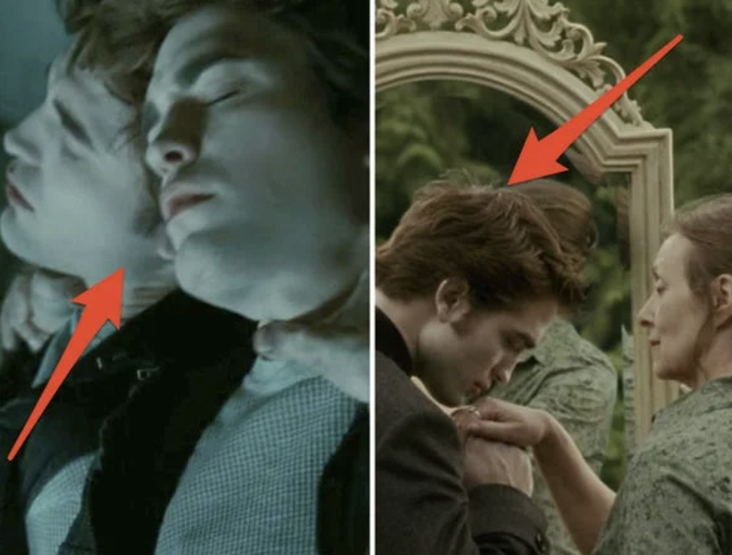 Side by side comparisons of Edward&#x27;s reflection in &quot;Twilight.&quot;