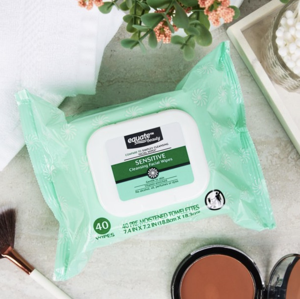 A package of sensitive facial wipes