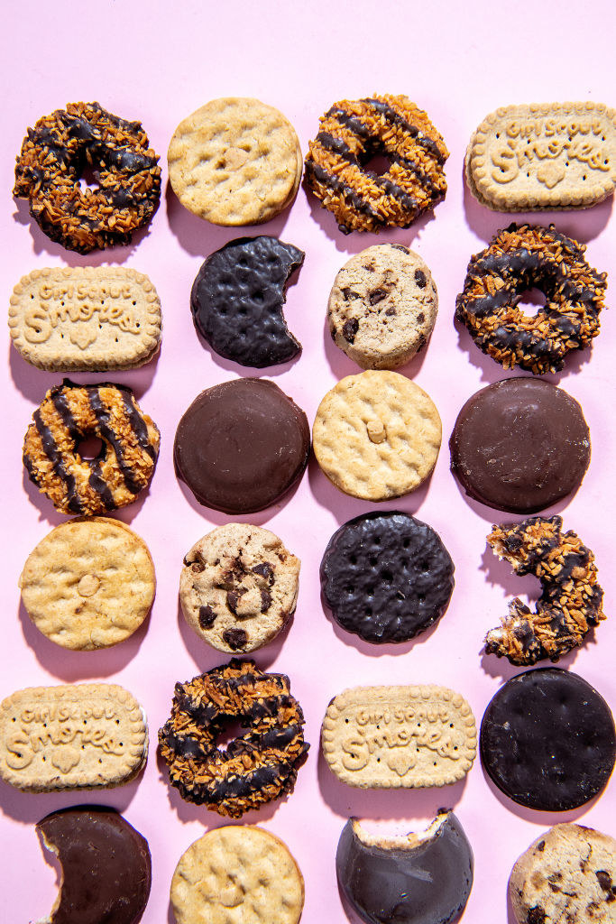 An assortment of Girl Scout Cookies.