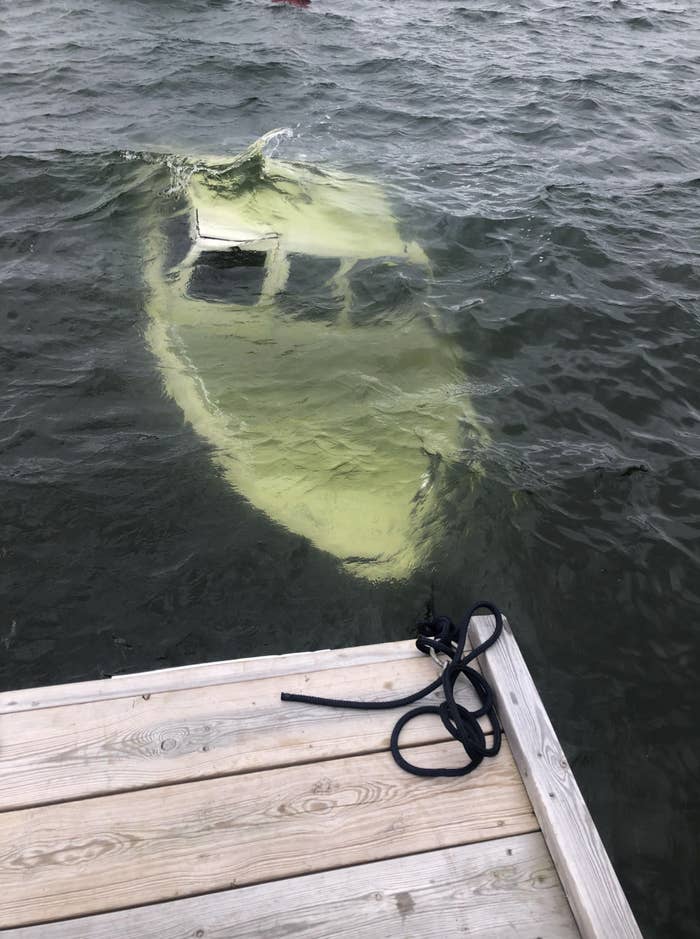 a boat under water