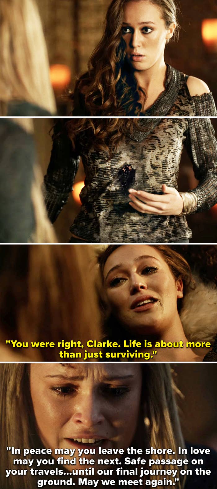 as she's dying she says there is more to life than just surviving