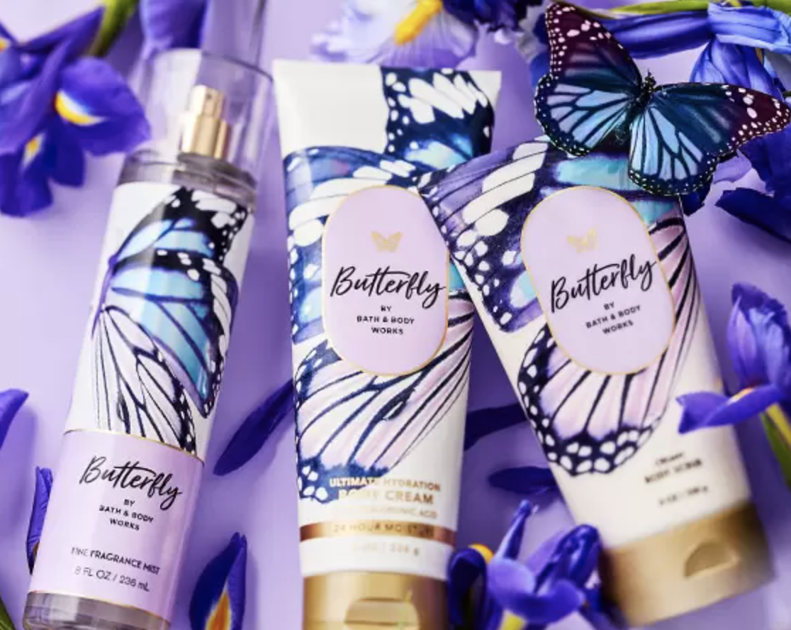 Three lotions that say Butterfly on them