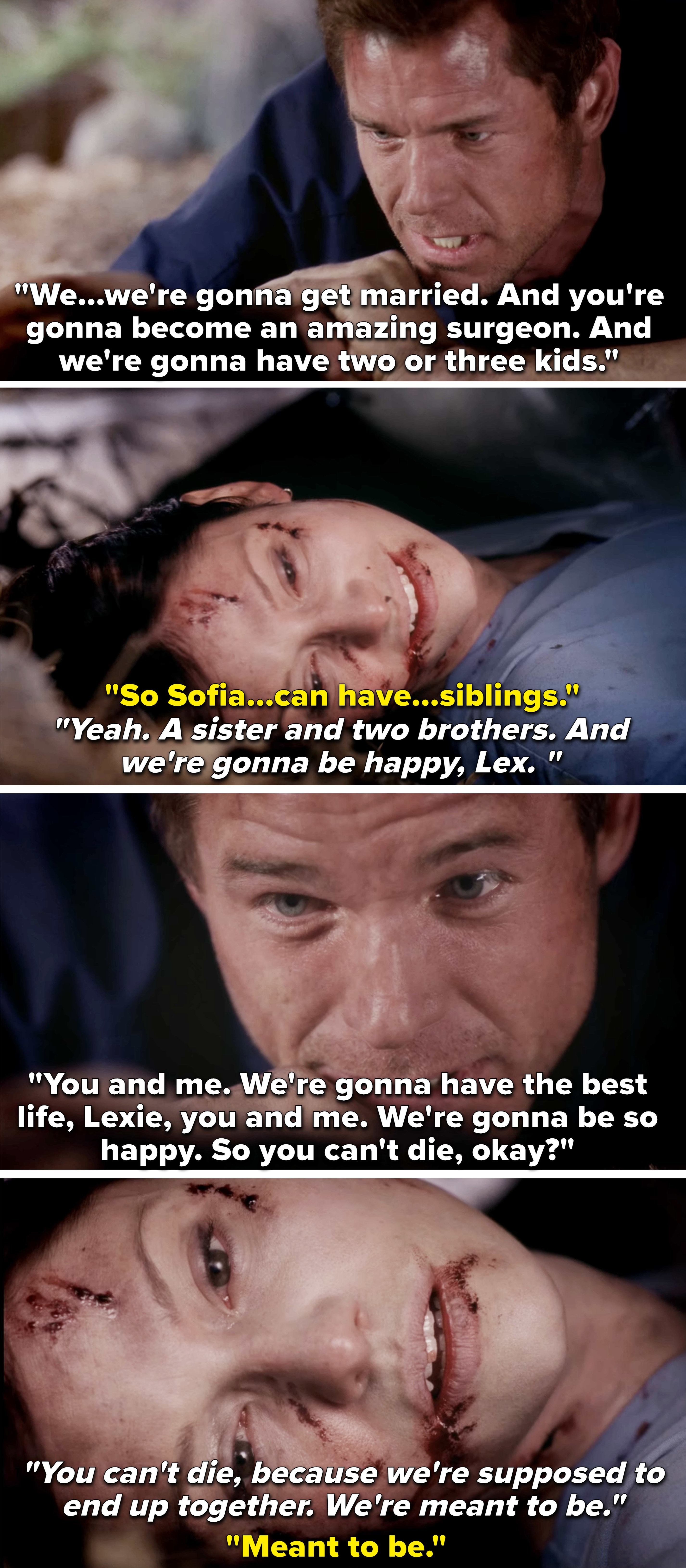 Mark telling Lexie that she can&#x27;t die because they&#x27;re meant to be together