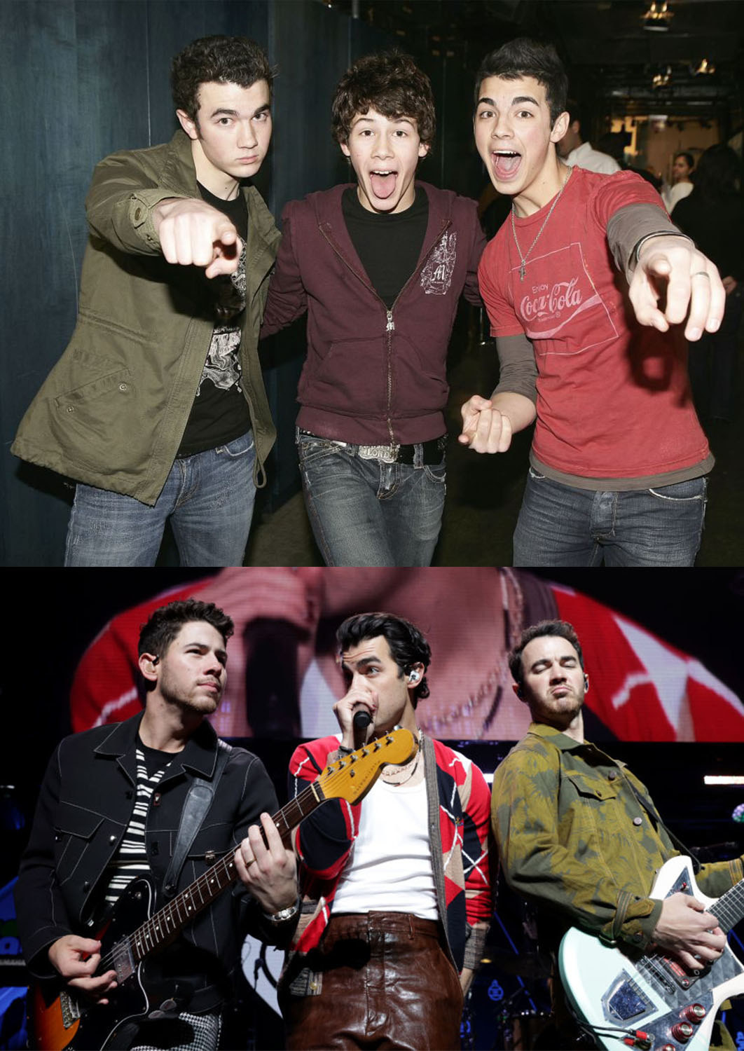 The Jonas Brothers young and recent.