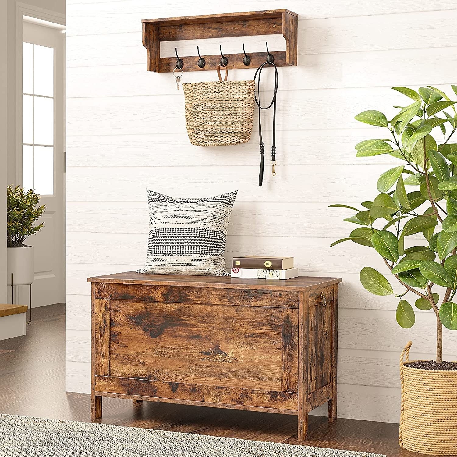 The storage chest in an entryway