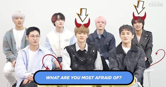 The members of NCT Dream with the caption &quot;What are you most afraid of?&quot;