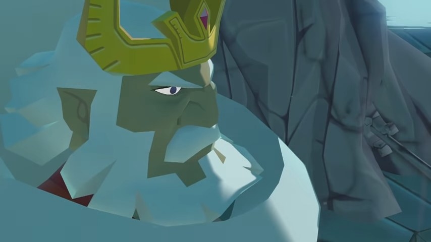 King Daphnes standing next to Ganondorf&#x27;s petrified corpse in &quot;The Legend of Zelda: The Wind Waker HD&quot;