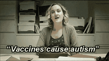 a woman saying vaccines cause autism while a researcher says he has a million results saying that don&#x27;t and only one that says they do and she accepts the one