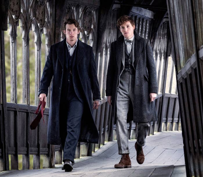 Callum Turner and Eddie Redmayne in &quot;Fantastic Beasts: The Secrets of Dumbledore&quot;