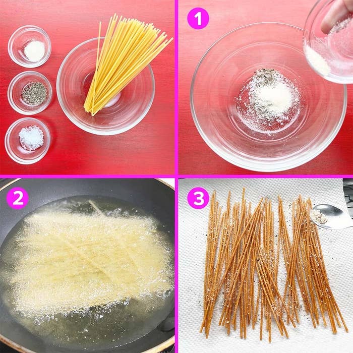 カリカリ食感が美味しい揚げパスタ ガーリック風味 おつまみレシピ 作り方 Tasty