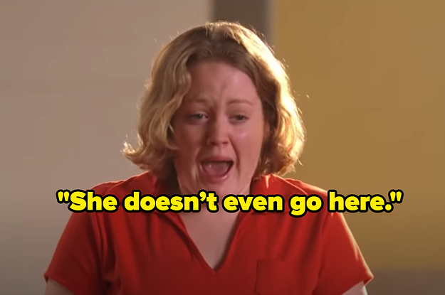 A girl crying and talking, with the text "She doesn’t even go here."