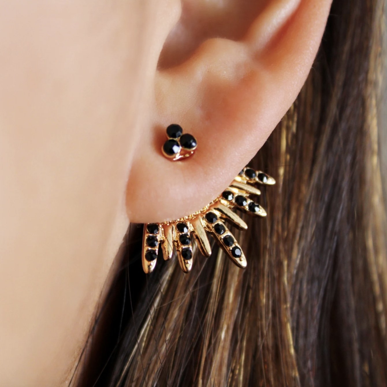 model wearing the earrings