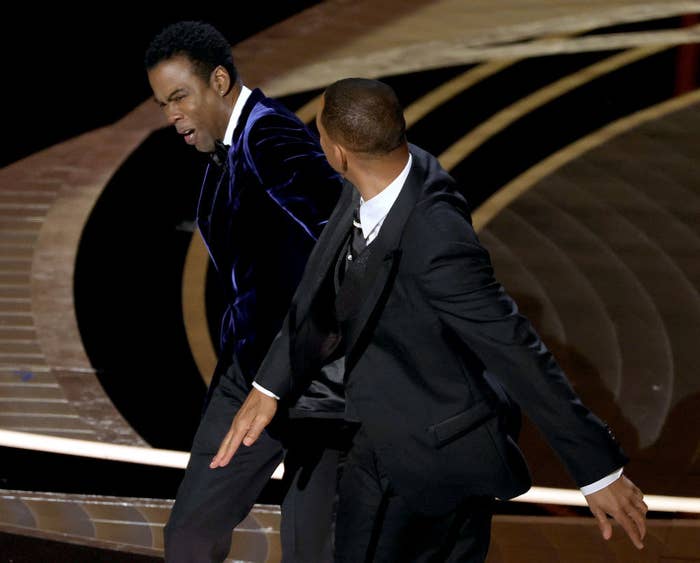 Will Smith slapping Chris Rock at the 2022 Oscars